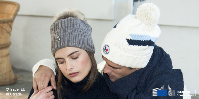 Man and woman in woolly hats