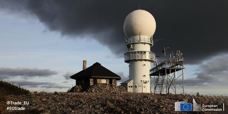 Weather radar station on the top of the mountain
